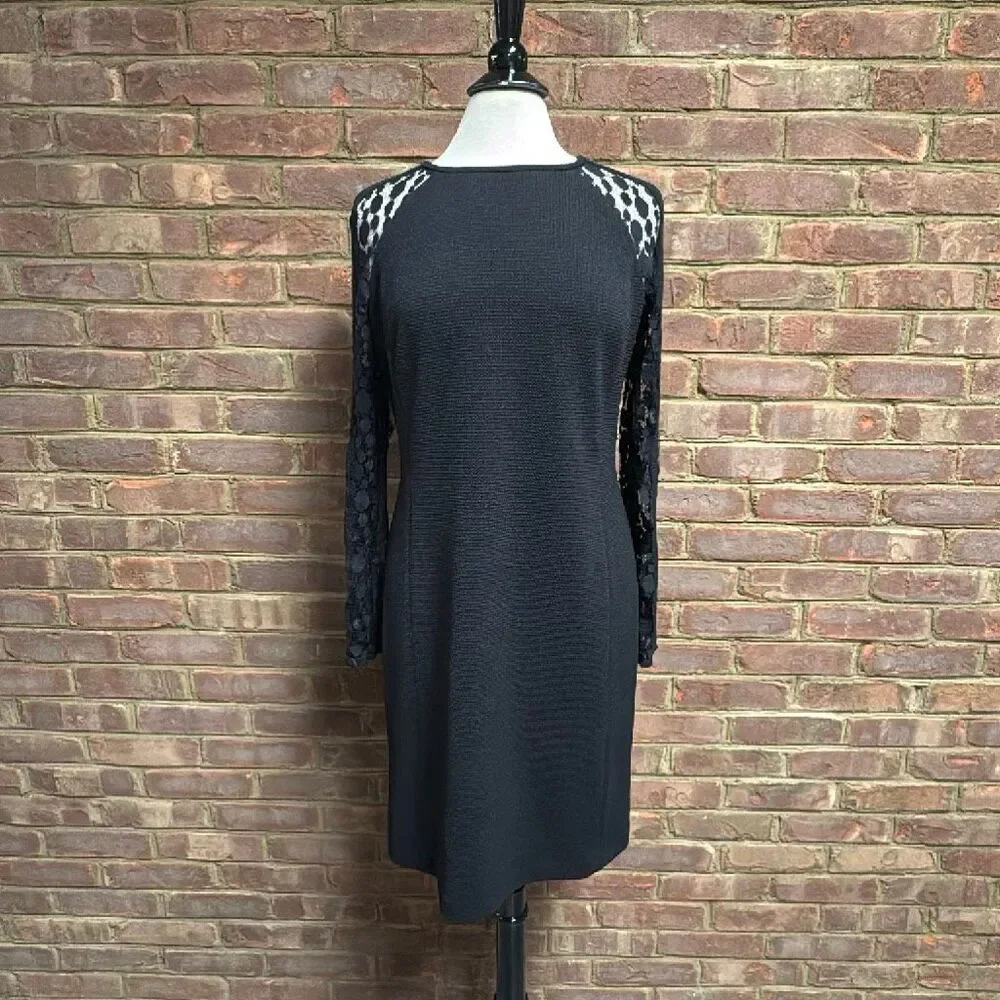 Julia Jordan Women’s Black Long Sleeve Lace Sheath Dress Sz 12